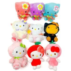 Hello Kitty Ty Plush Lot Fairy Bunny Lamb Bat Apple Berry Tropical Sanrio Cat